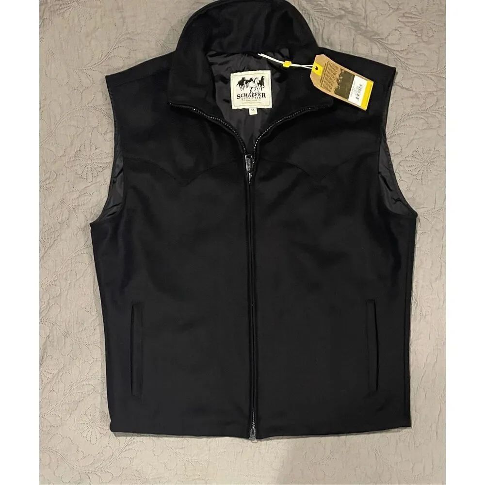 Schaefer Outfitter Yellowstone Men’s Black Wool Arena Vest Texas XL New